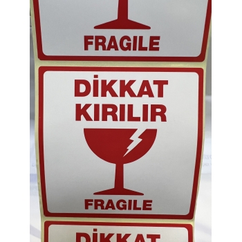 Dikkat Kırılır Etiketi 10cmx10xm 500'lük rulo